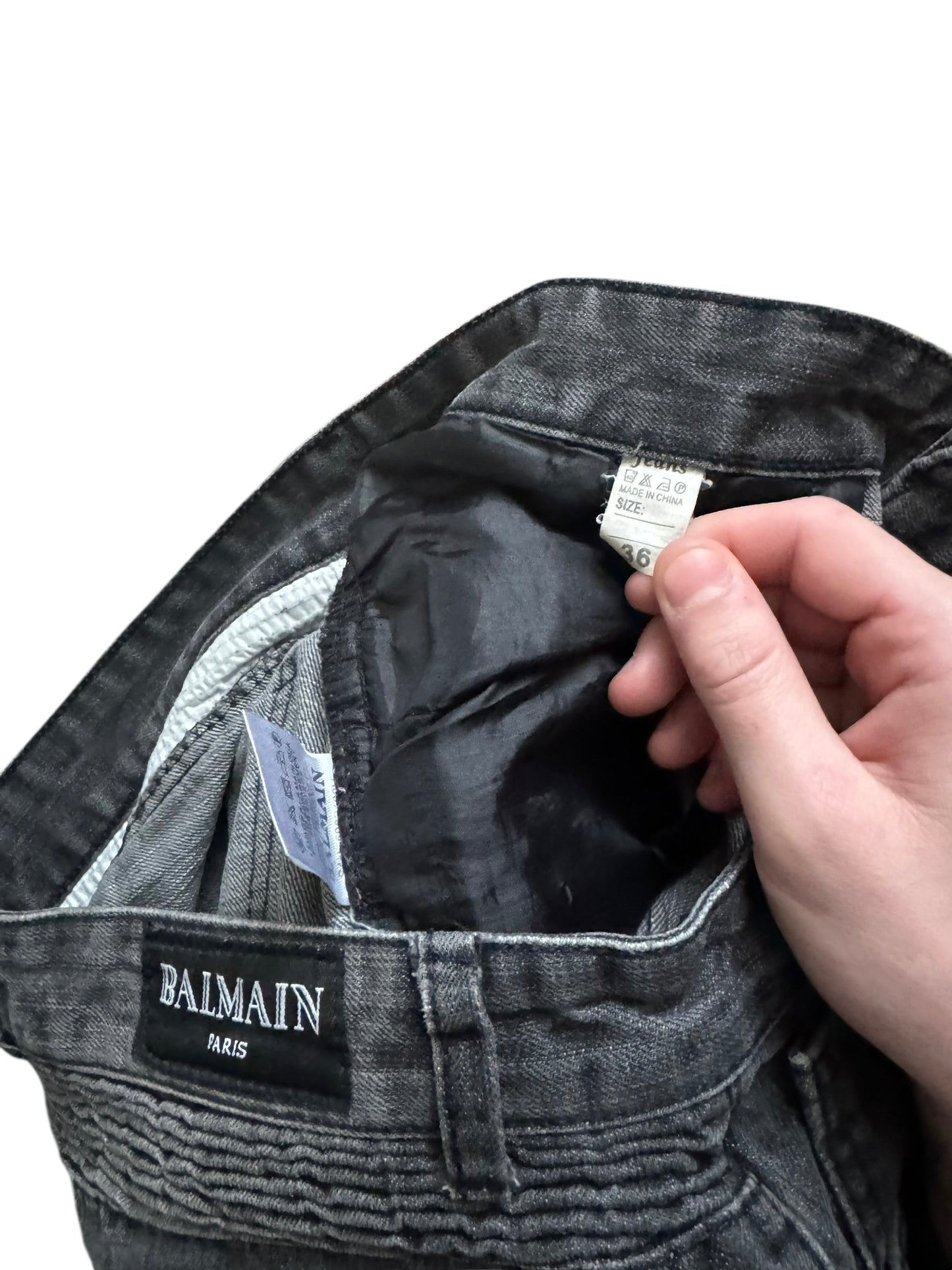 Balmain Distressed Biker Moto Jeans