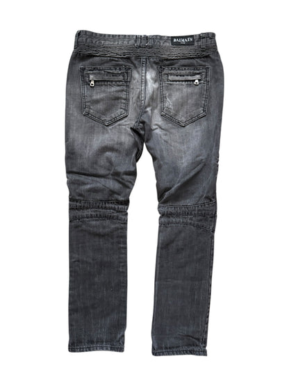 Balmain Distressed Biker Moto Jeans