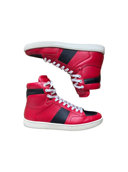 Saint Laurent SL/10H Red & Black High Top Sneakers