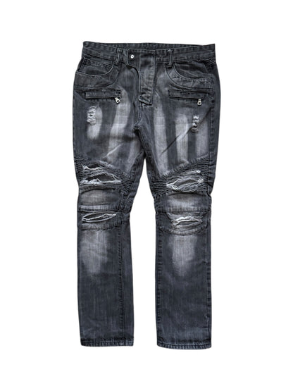 Balmain Distressed Biker Moto Jeans