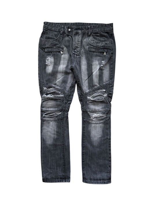 Balmain Distressed Biker Moto Jeans