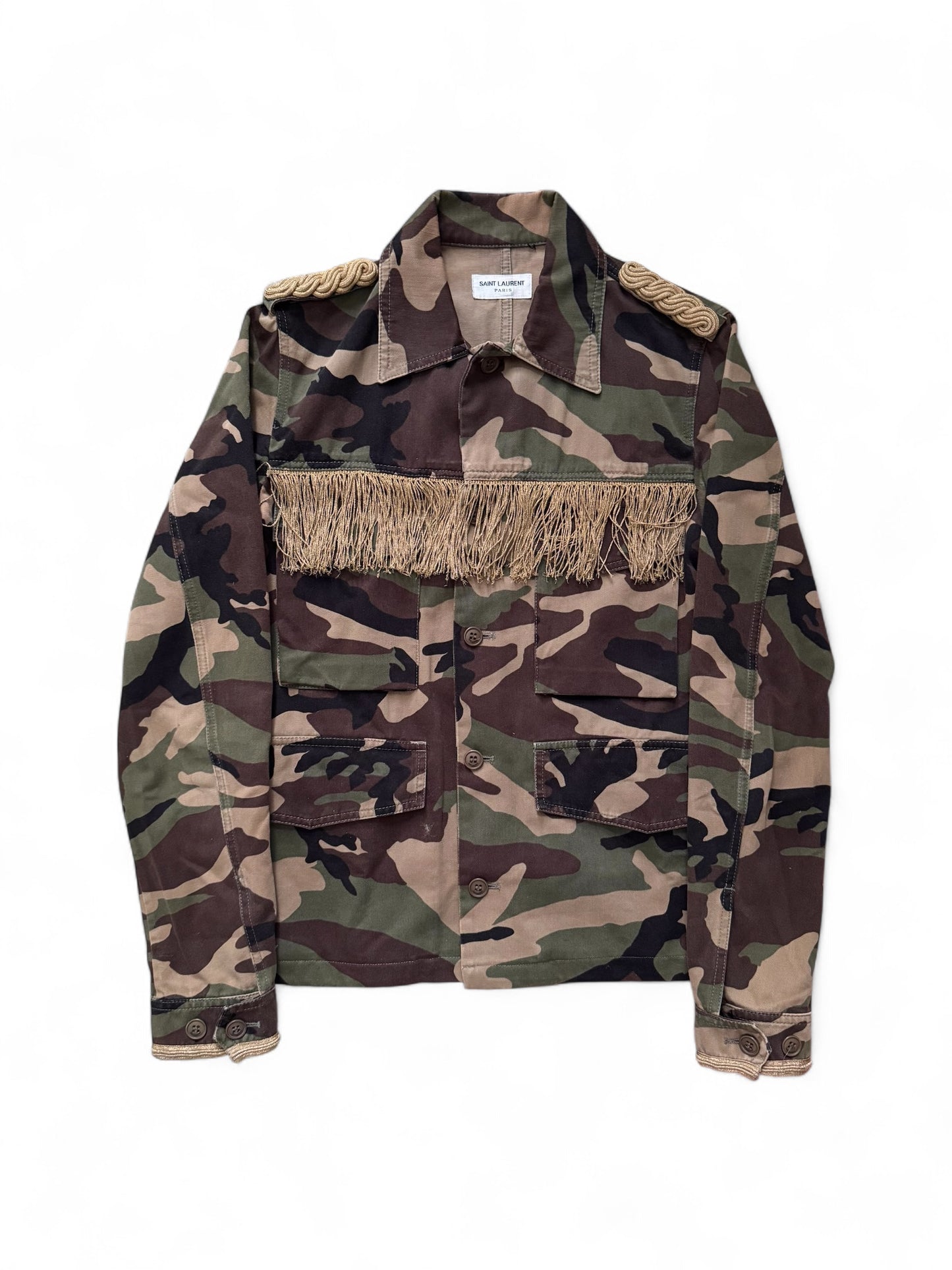 Saint Laurent Paris SS15 “Psych Rock” Military Fringed Jacket