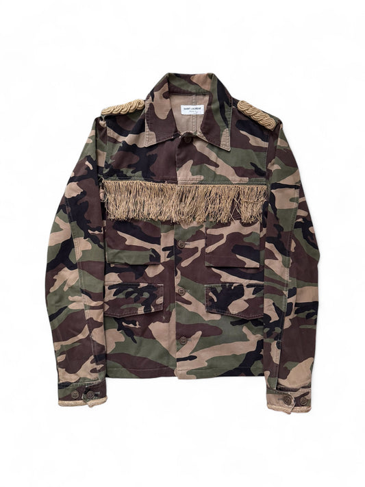 Saint Laurent Paris SS15 “Psych Rock” Military Fringed Jacket