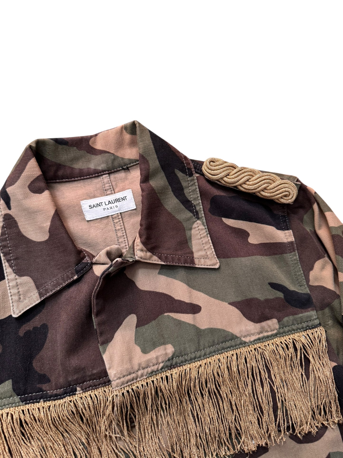 Saint Laurent Paris SS15 “Psych Rock” Military Fringed Jacket