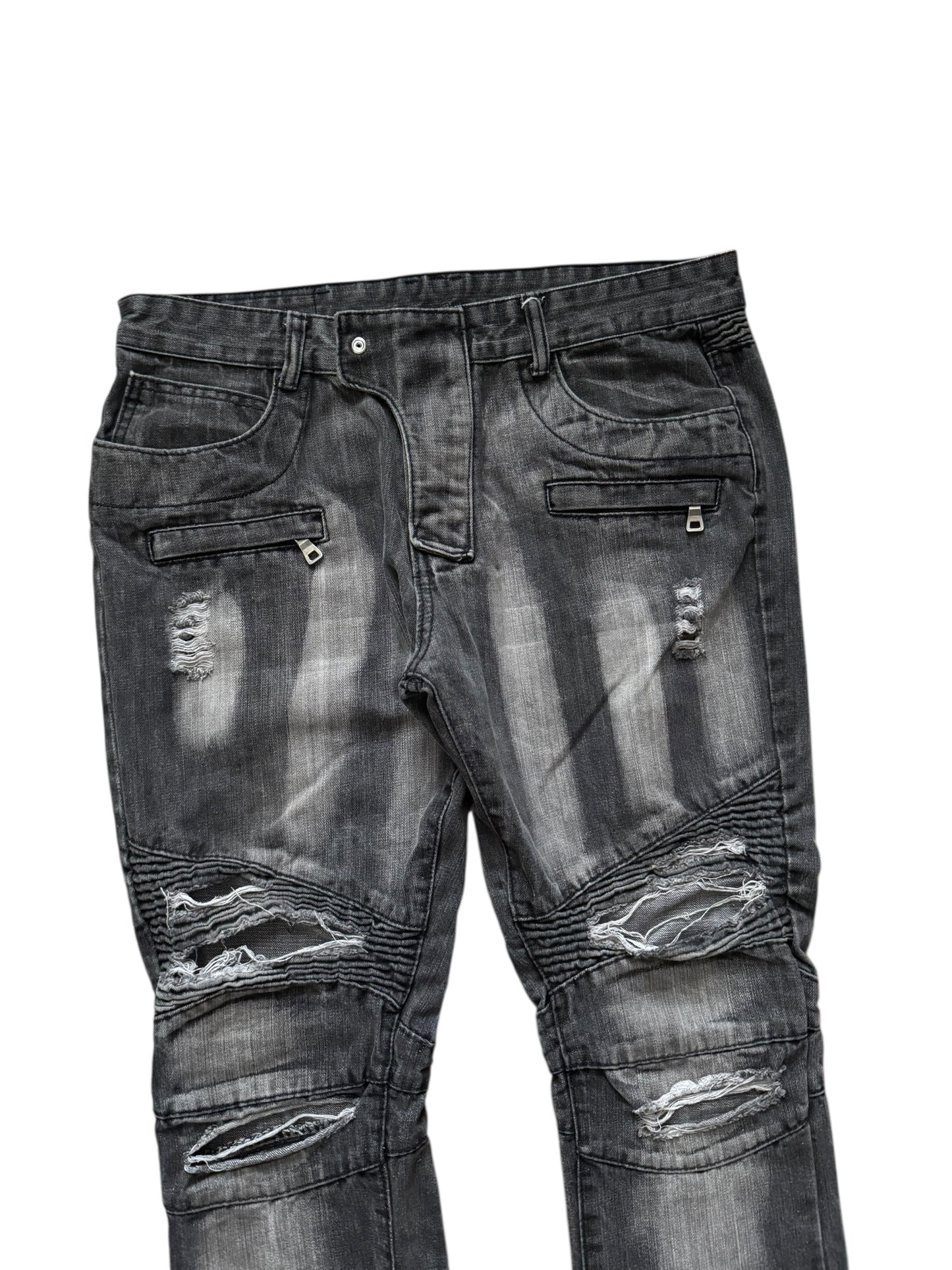 Balmain Distressed Biker Moto Jeans