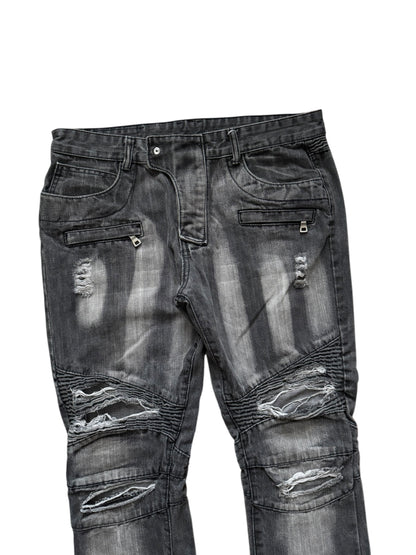 Balmain Distressed Biker Moto Jeans