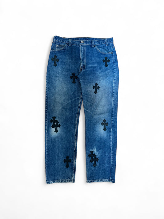 Chrome Hearts x Levis 505 Patchwork Denim