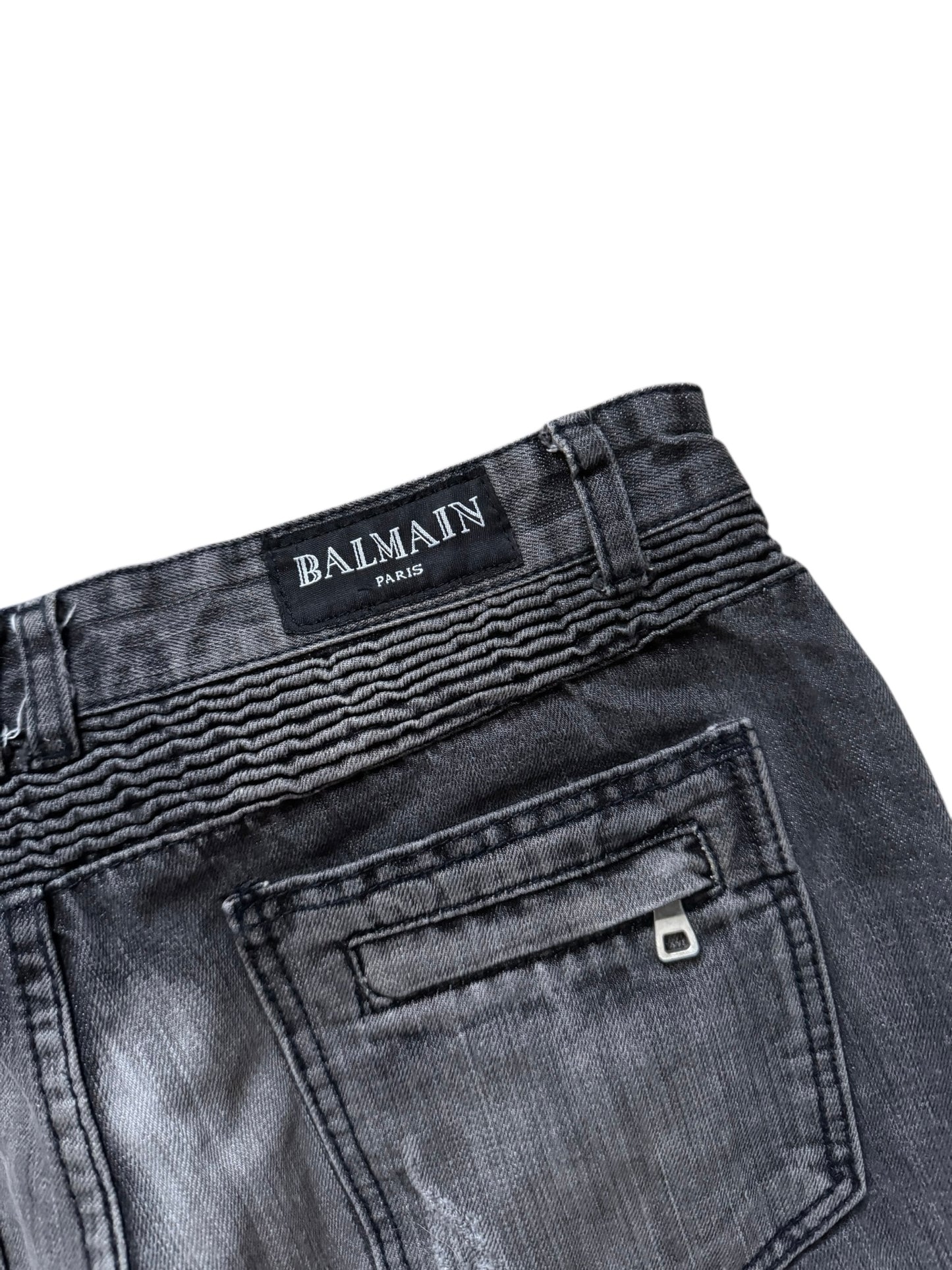 Balmain Distressed Biker Moto Jeans