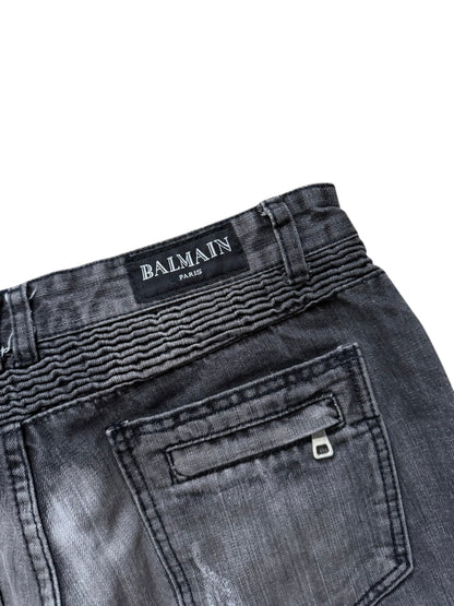 Balmain Distressed Biker Moto Jeans